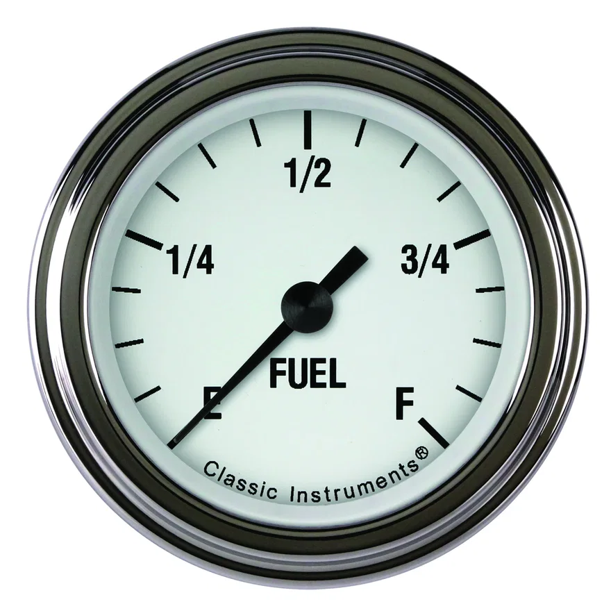 White Hot 2-1/8" Fuel Level Gauge