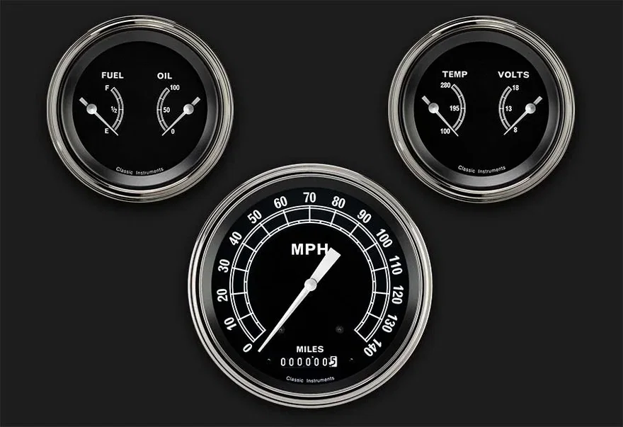 Traditional 5" Speedometer with Two 3" Gauges GM
