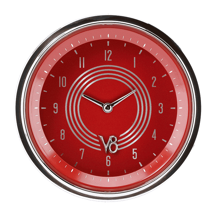 V8 Red Steelie 3-3/8" Clock