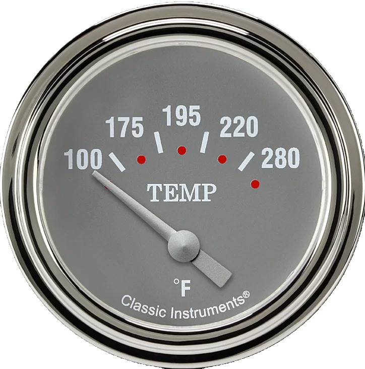 Silver Gray 2-5/8" Short Sweep Water Temperature Gauge