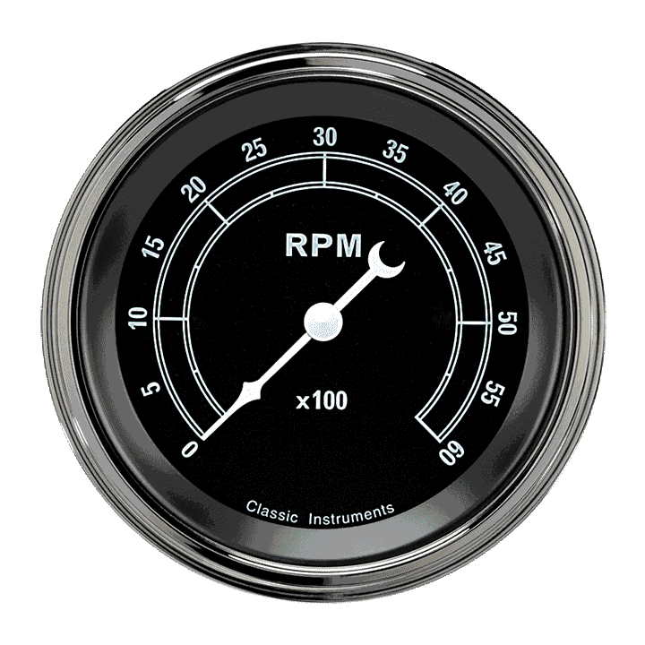 Traditional 3" Tachometer Gauge (6000 RPM)
