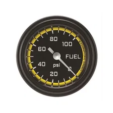 Autocross Yellow 2-1/8" Fuel Pressure Gauge (100 PSI) image 1