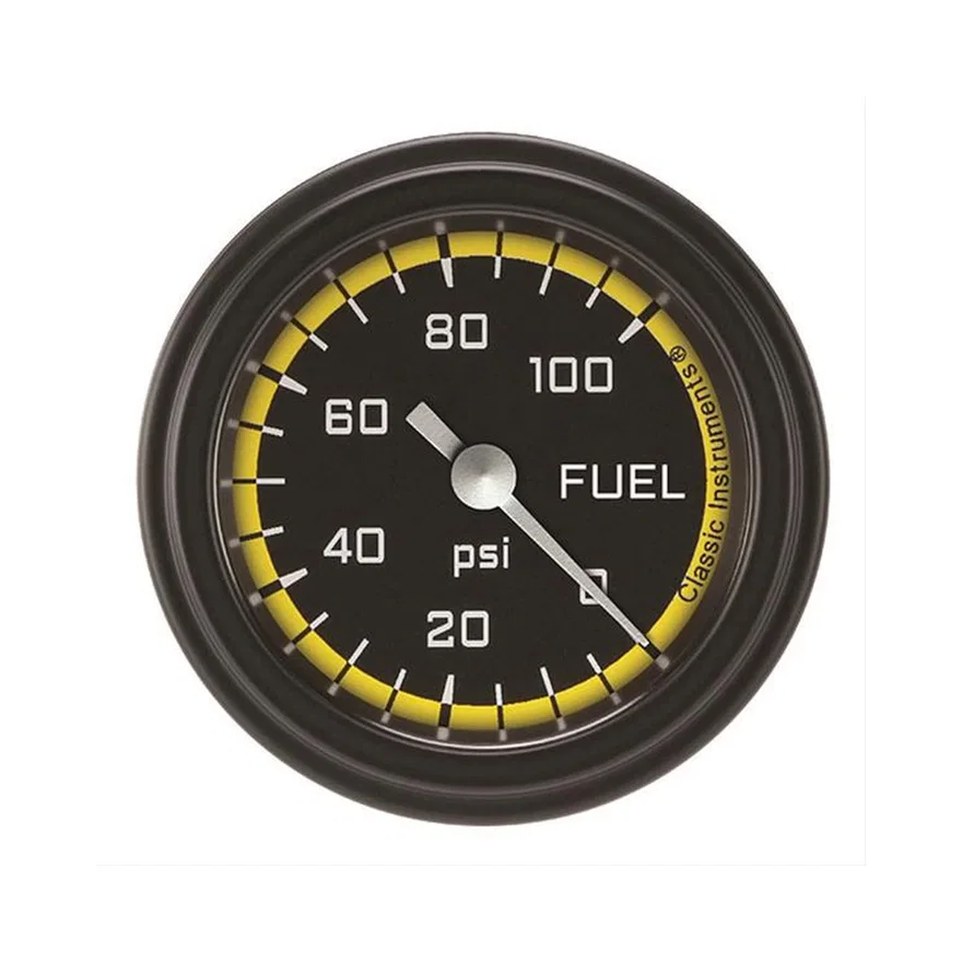 Autocross Yellow 2-1/8" Fuel Pressure Gauge (100 PSI)