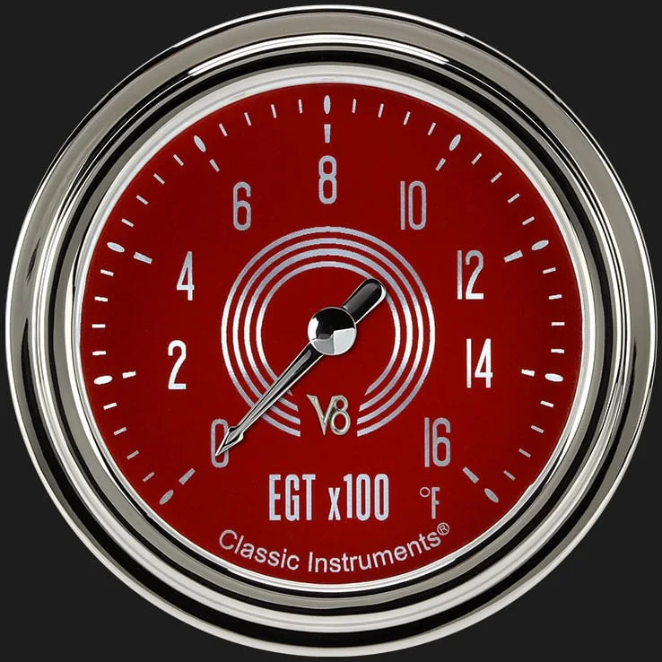 V8 Red Steelie 2-5/8" Exhaust Gas Tempature Gauge