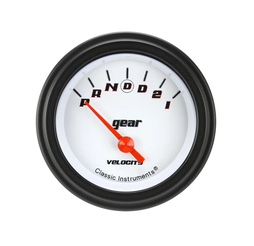 Velocity White 2-1/8" Gear Indicator, Overdrive
