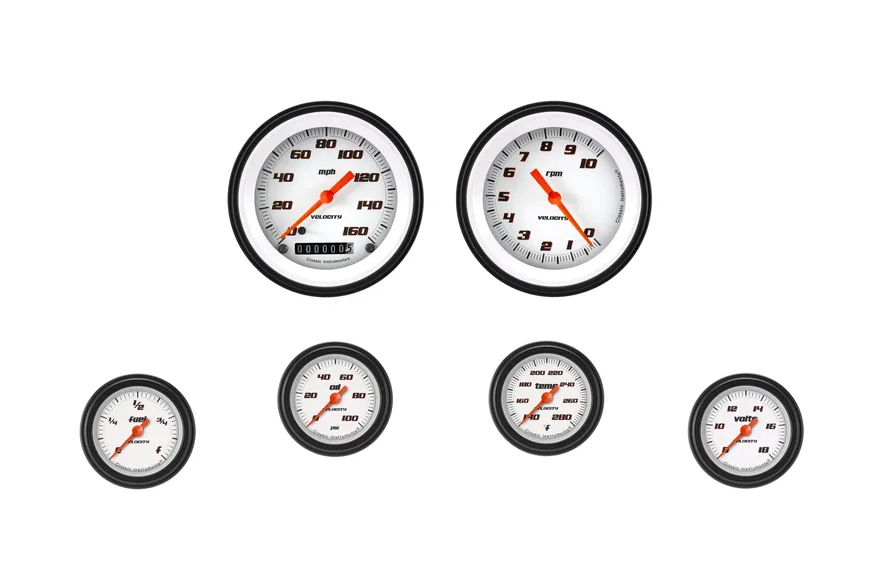 Velocity White Six Gauge Set