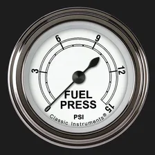 White 2-1/8" Fuel Pressure Gauge (15 PSI) image 1