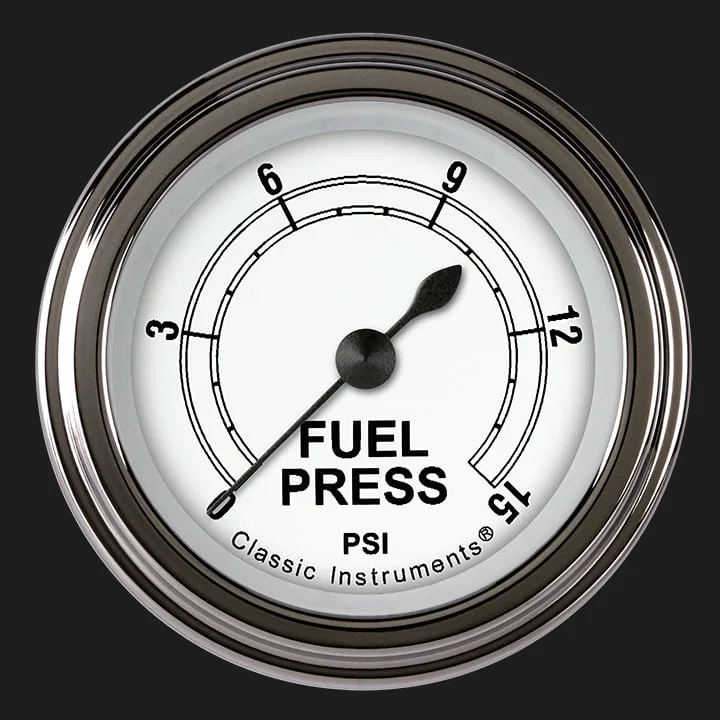 White 2-1/8" Fuel Pressure Gauge (15 PSI)