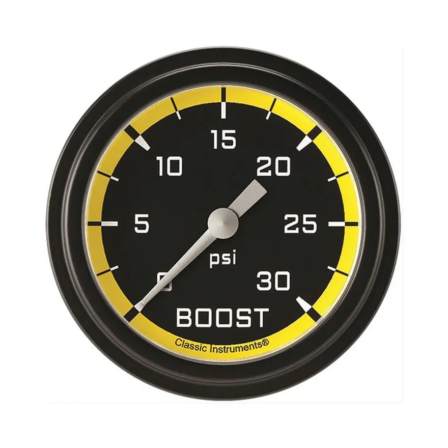 Autocross Yellow 2-5/8" Boost Gauge (30 PSI)