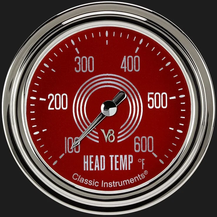 V8 Red Steelie 2-5/8" Cylinder Head Tempature Gauge