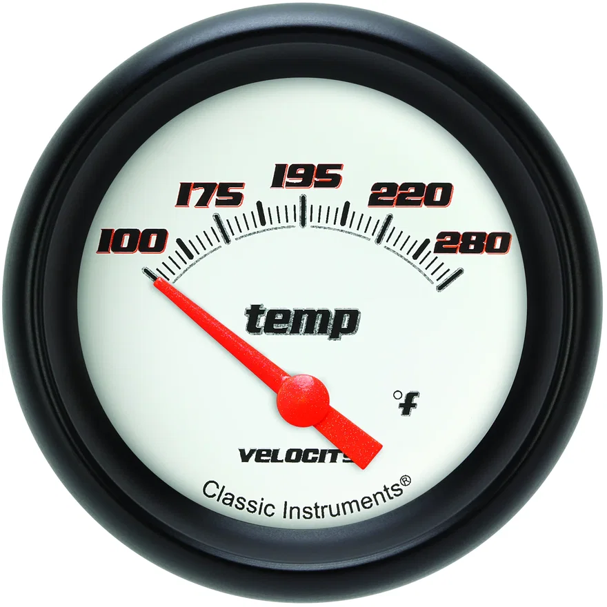 Velocity White 2-5/8" Short Sweep Water Temp Gauge