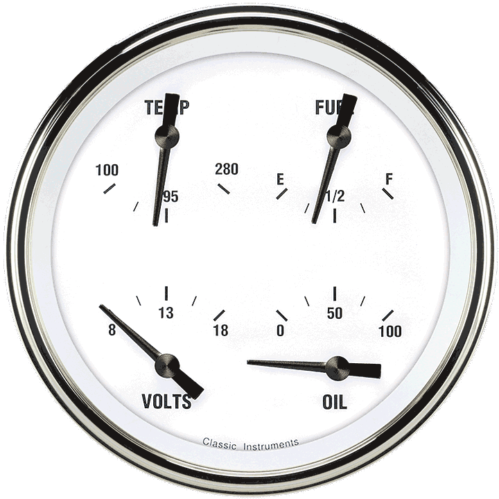 White Hot 4-5/8" Quad Gauge