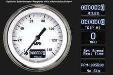 White Hot 3-3/8" Speedometer Gauge with Information Screen image 4