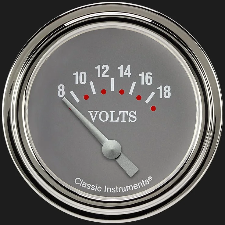 Silver Gray 2-5/8" Volt Gauge
