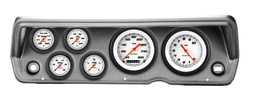 1970-76 Duster Velocity White Full Sweep Six Gauge Set Mopar