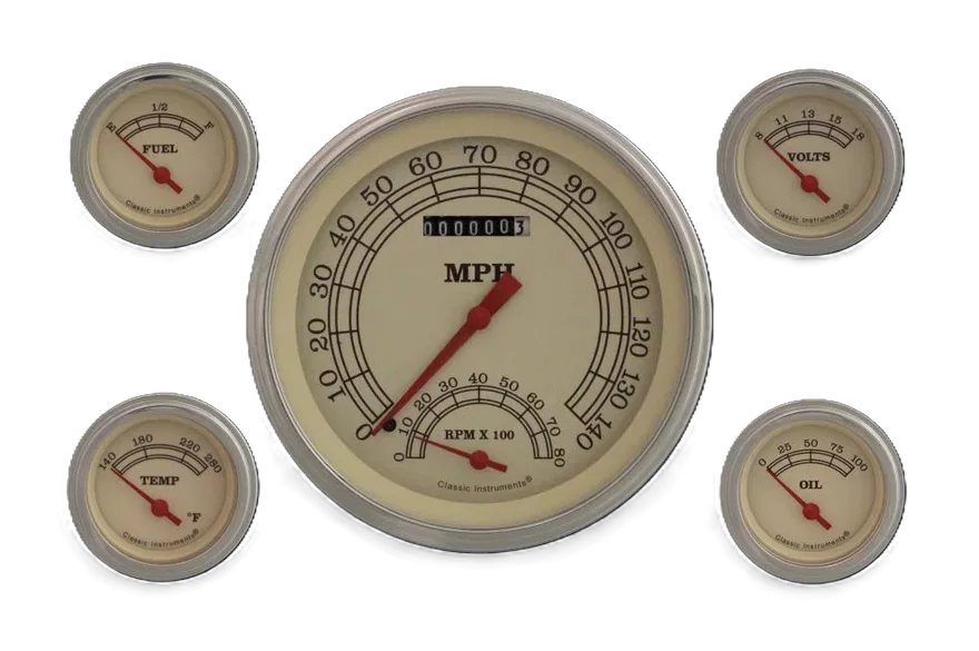 Vintage 5" Speedo/Tach With 2-1/8" Fuel/Temp/Volt/Oil GM