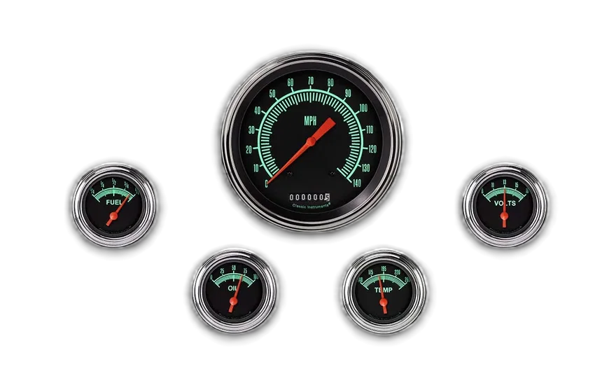 G/Stock 5" Speedometer With 2-1/8" Fuel/Oil/Temp/Volt GM