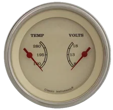 Vintage 3" Dual Temperature & Volt Gauge image 1