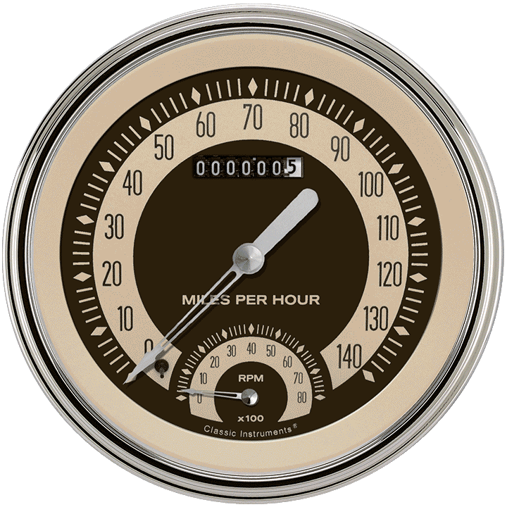 Nostalgia VT 4-5/8" Speedtachular Speedometer Gauge