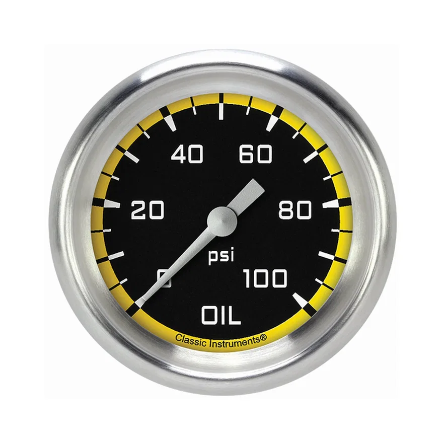 Autocross Yellow 2-5/8" Oil Pressure Gauge