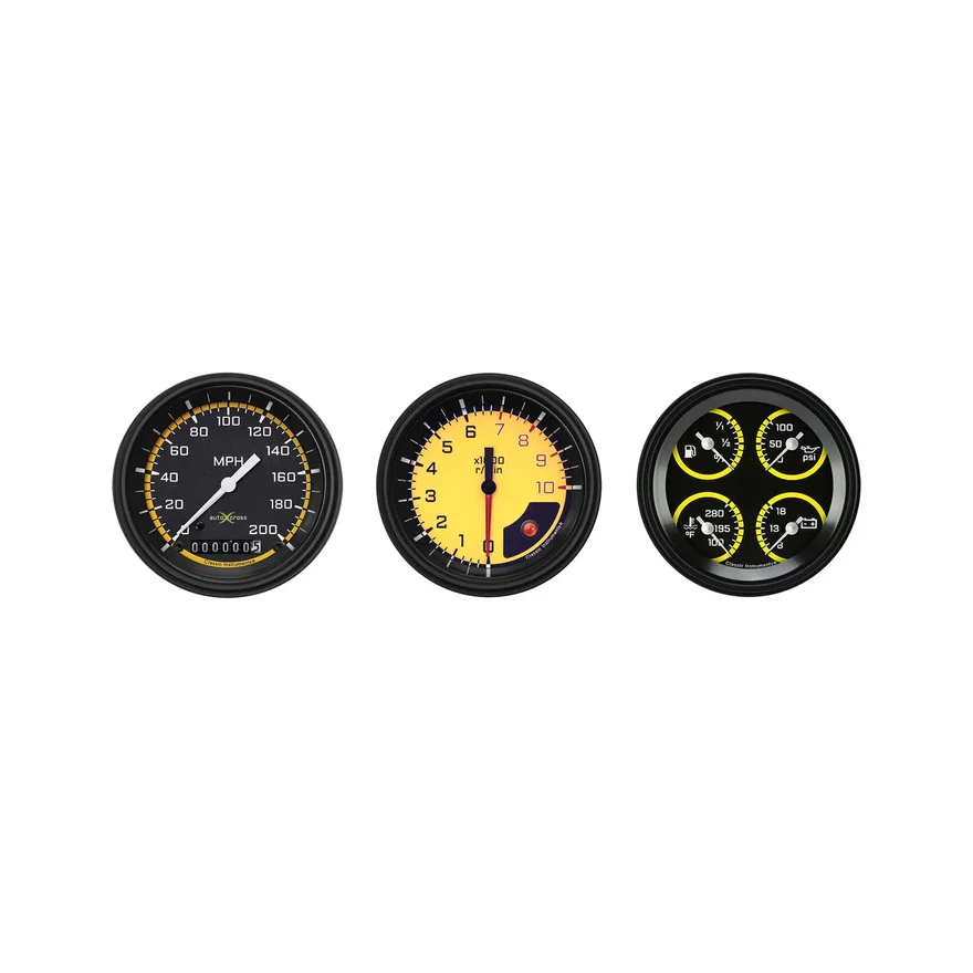 Autocross Yellow Six Gauge Set
