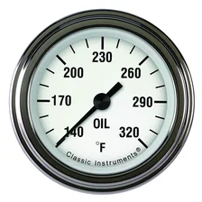 White Hot 2-1/8" Oil Temperature Gauge image 1