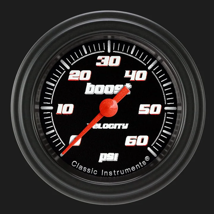 Velocity Black 2-1/8" Boost Gauge (60 PSI)