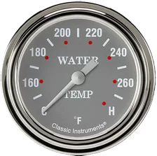Silver Gray 2-5/8" Full Sweep Water Temperature Gauge image 1