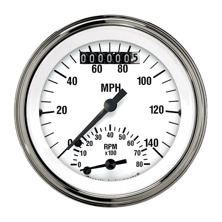 White Hot 3-3/8" Ultimate Speedometer Gauge