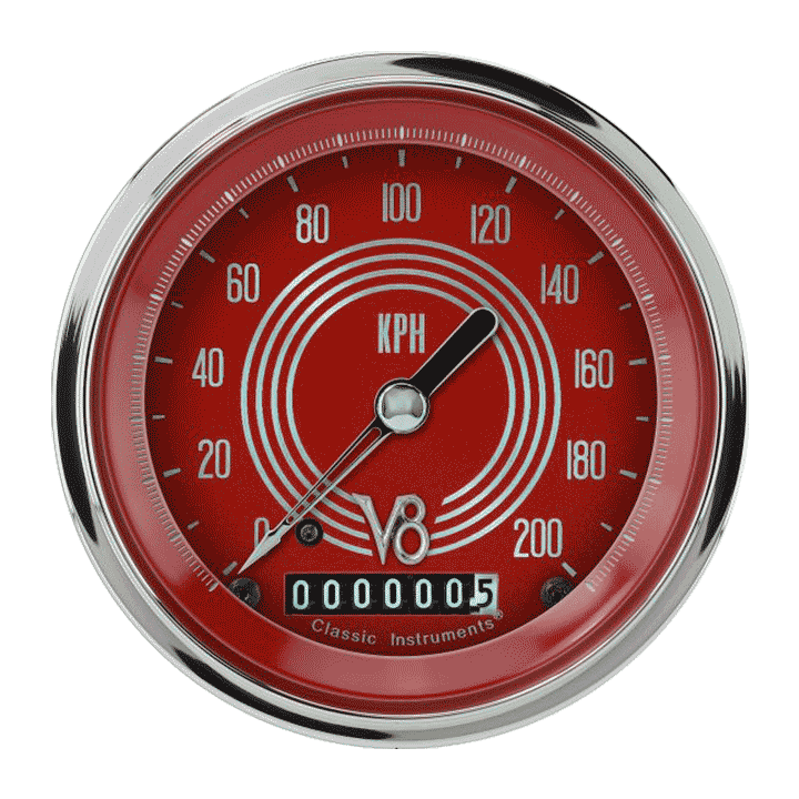 V8 RD Steelie 3" Speedometer Gauge (200 KPH)