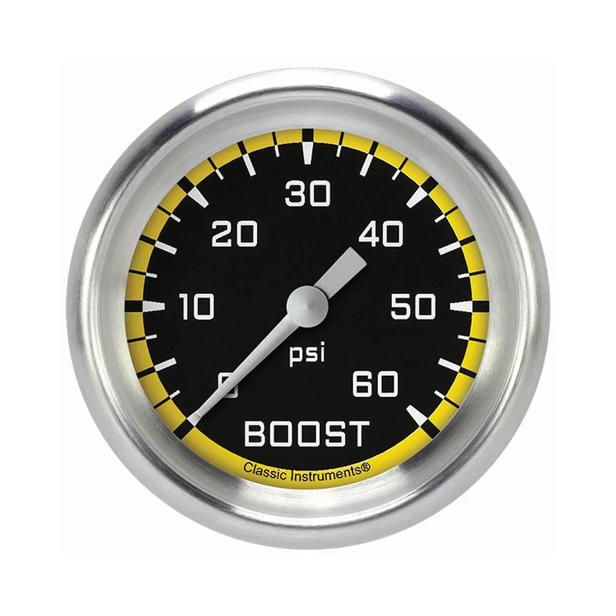 Autocross Yellow 2-5/8" Boost Gauge (60 PSI)