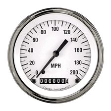 White Hot 3" Speedometer Gauge (200 MPH) image 1