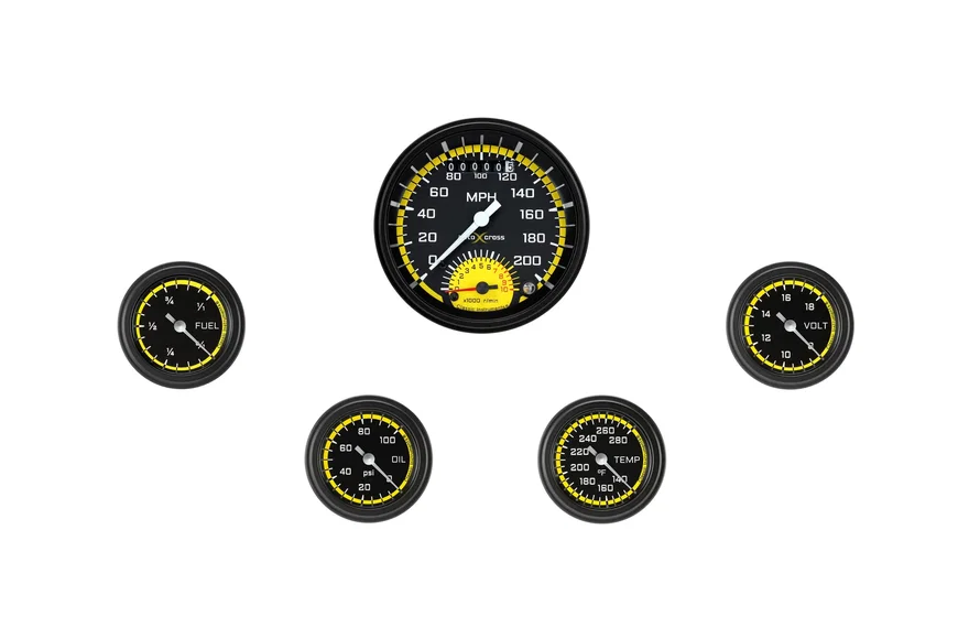 AutoCross Yellow Full Sweep Ultimate Gauge Set