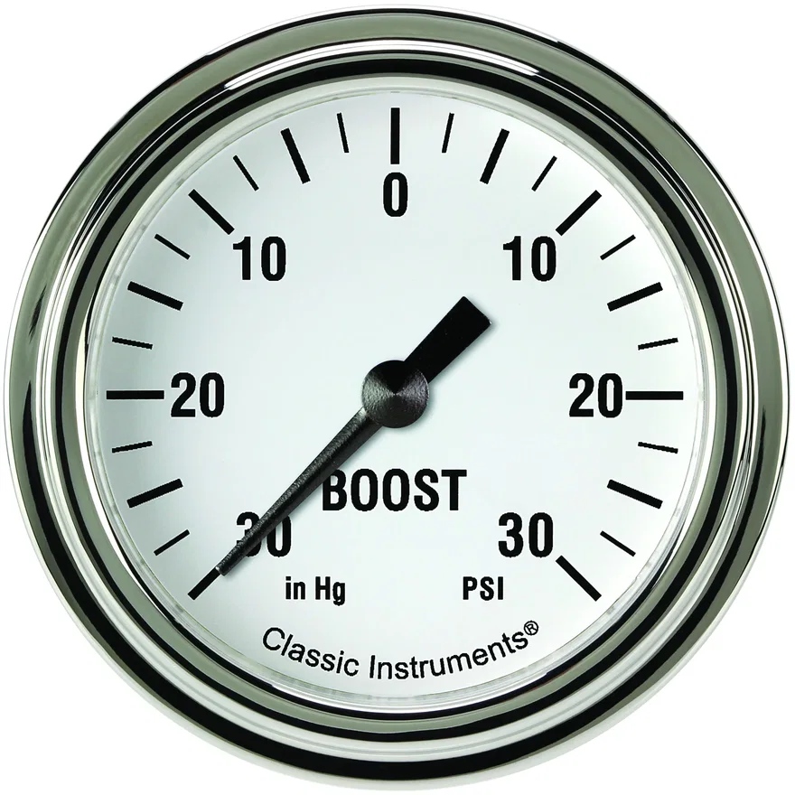 White Hot 2-5/8" Boost/Vac Gauge