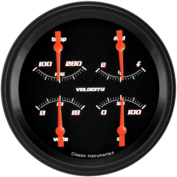 Velocity Black 4-5/8" Quad Gauge
