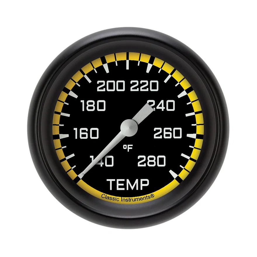 AutoCross Yellow 2-5/8" Full Sweep Water Temp Gauge