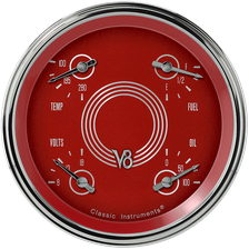 V8 Red Steelie 4-5/8" Quad Gauge image 1