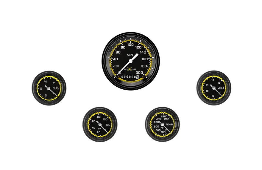 AutoCross Yellow Five Gauge Set