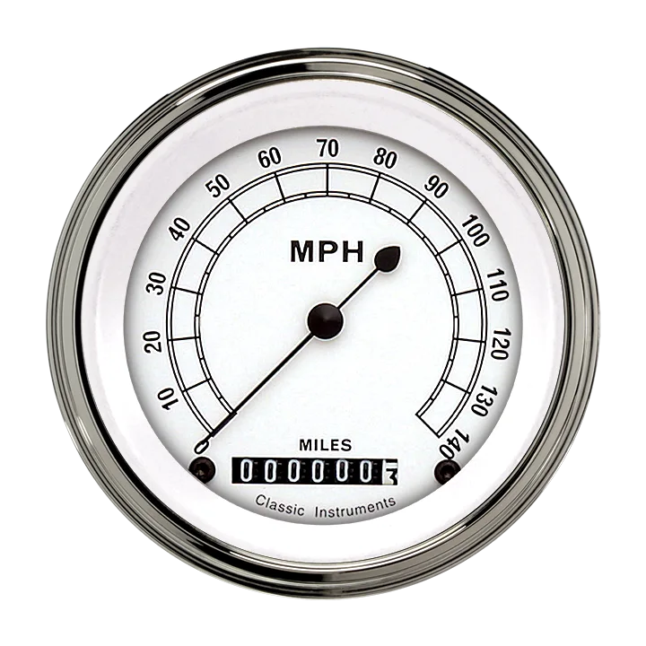 White 3-3/8" Speedometer Gauge