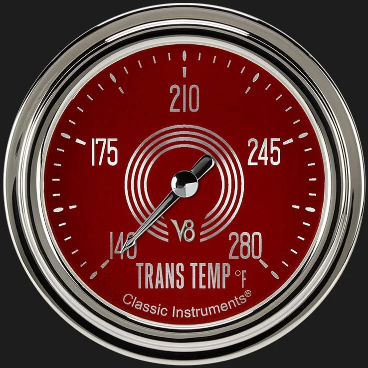 V8 Red Steelie 2-5/8" Transmission Temperature Gauge