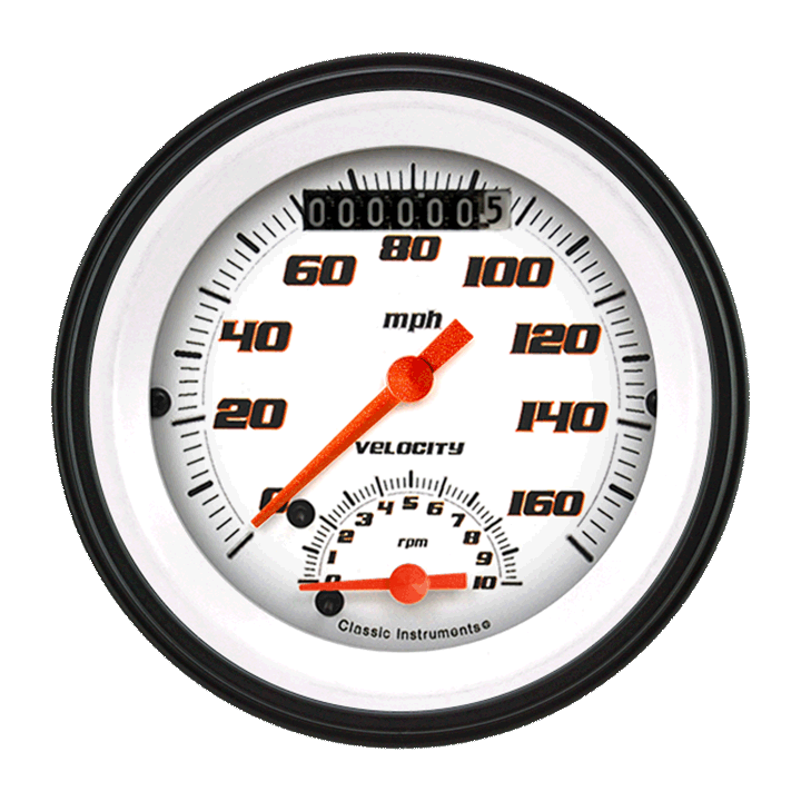 Velocity White 3-3/8" Ultimate Speedometer Gauge