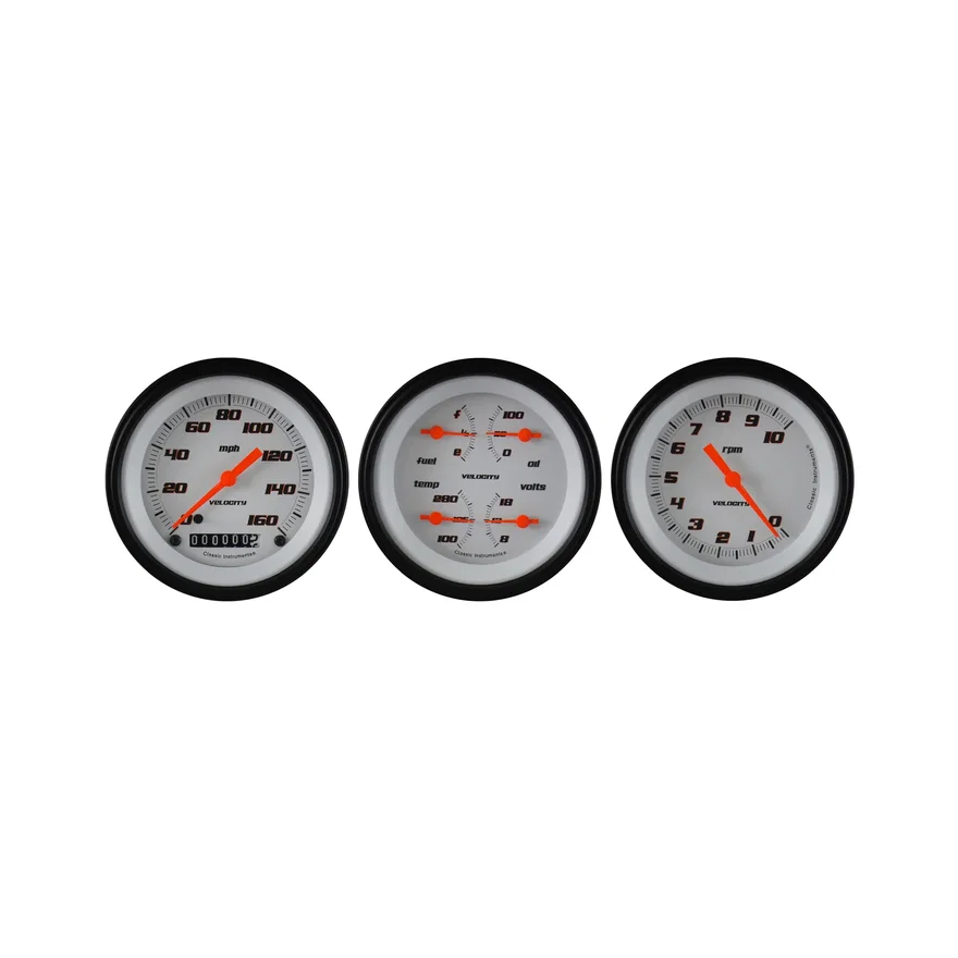 Velocity White Three Gauge Set