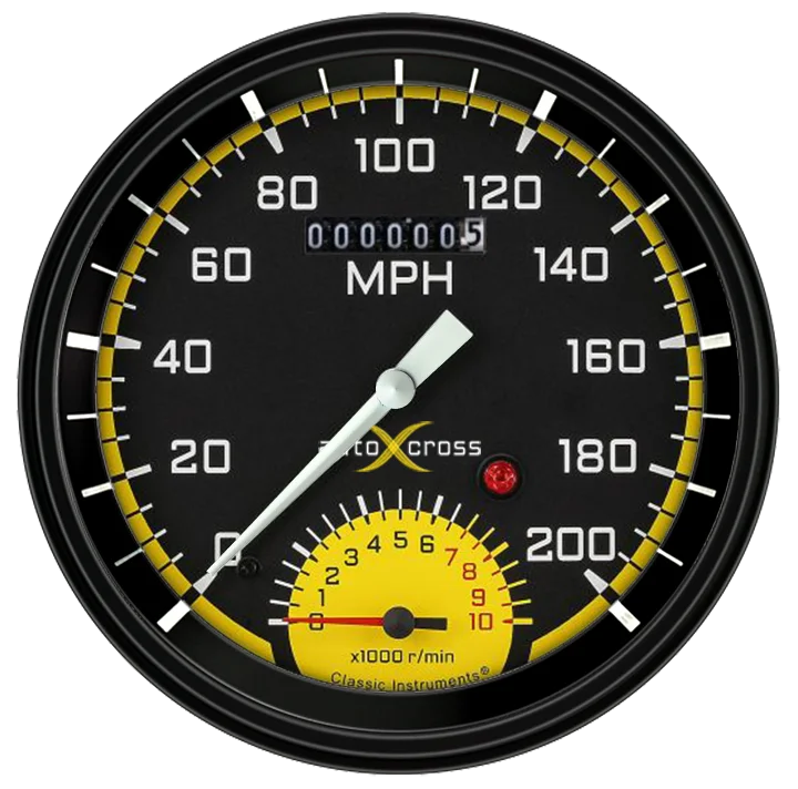 Autocross Yellow 5" Speedtachular Speedometer Gauge