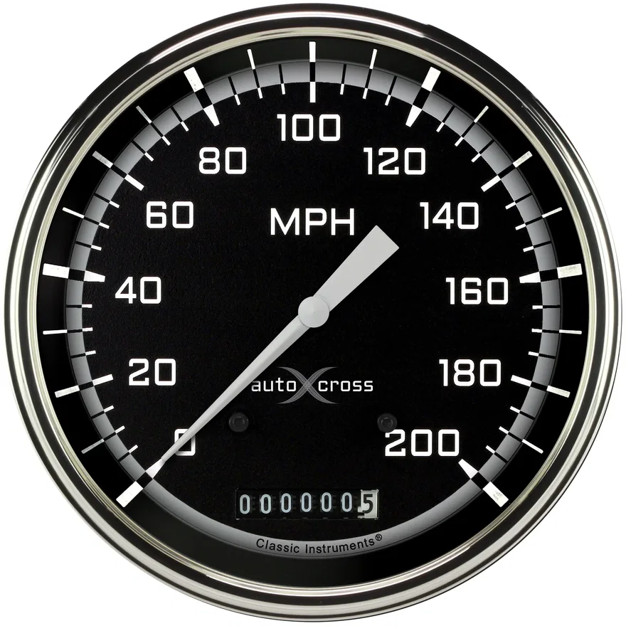 Autocross Gray 5" Speedometer Gauge (200 MPH)
