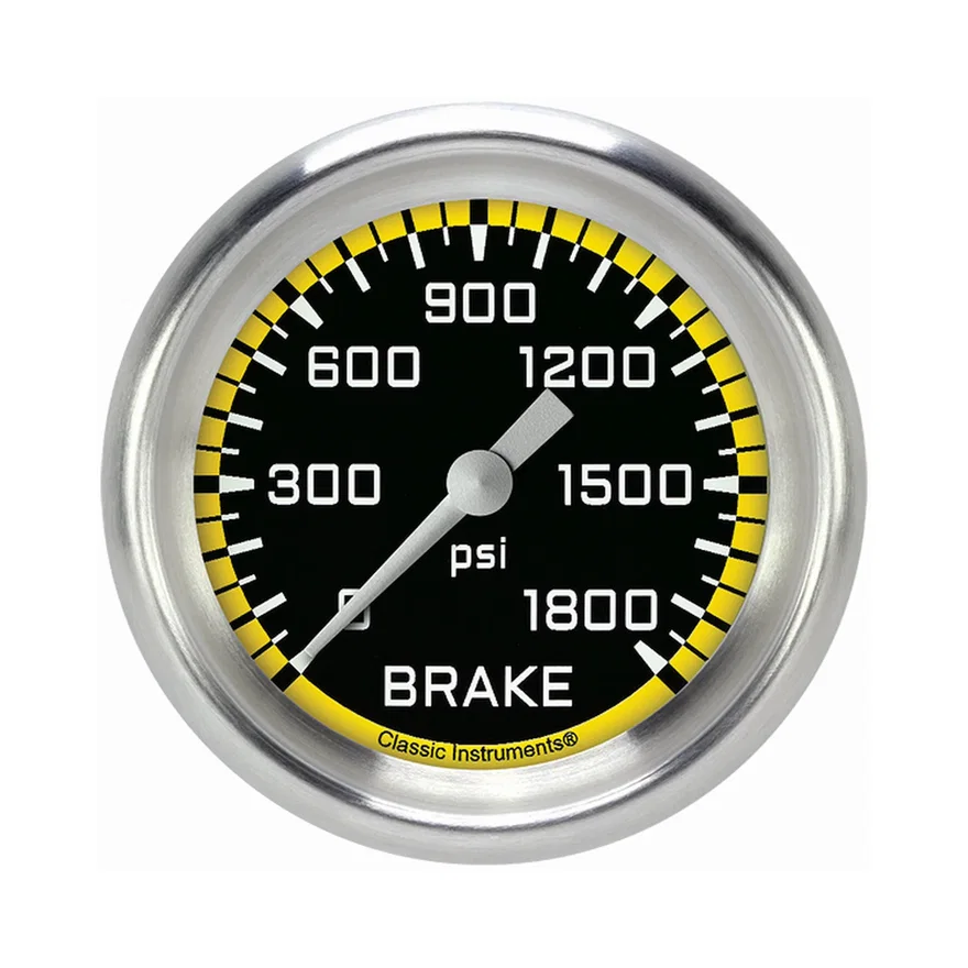 Autocross Yellow 2-5/8" Brake Pressure Gauge