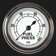 White 2-1/8" Fuel Pressure Gauge (100 PSI) image 1