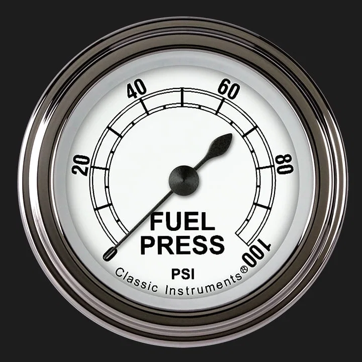 White 2-1/8" Fuel Pressure Gauge (100 PSI)