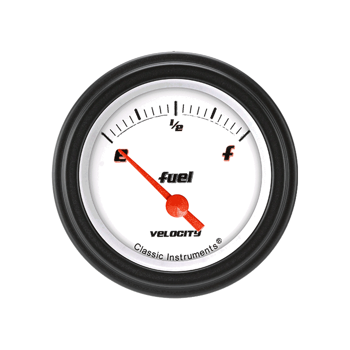 Velocity White 2-1/8" Fuel Level Gauge