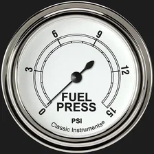 White 2-5/8" Fuel Pressure Gauge (15 PSI) image 1