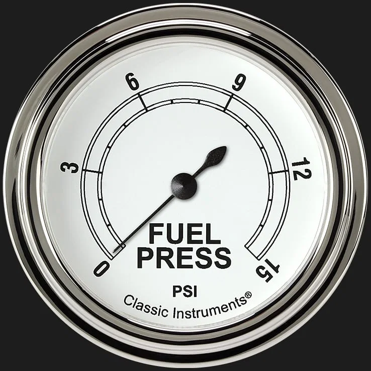 White 2-5/8" Fuel Pressure Gauge (15 PSI)